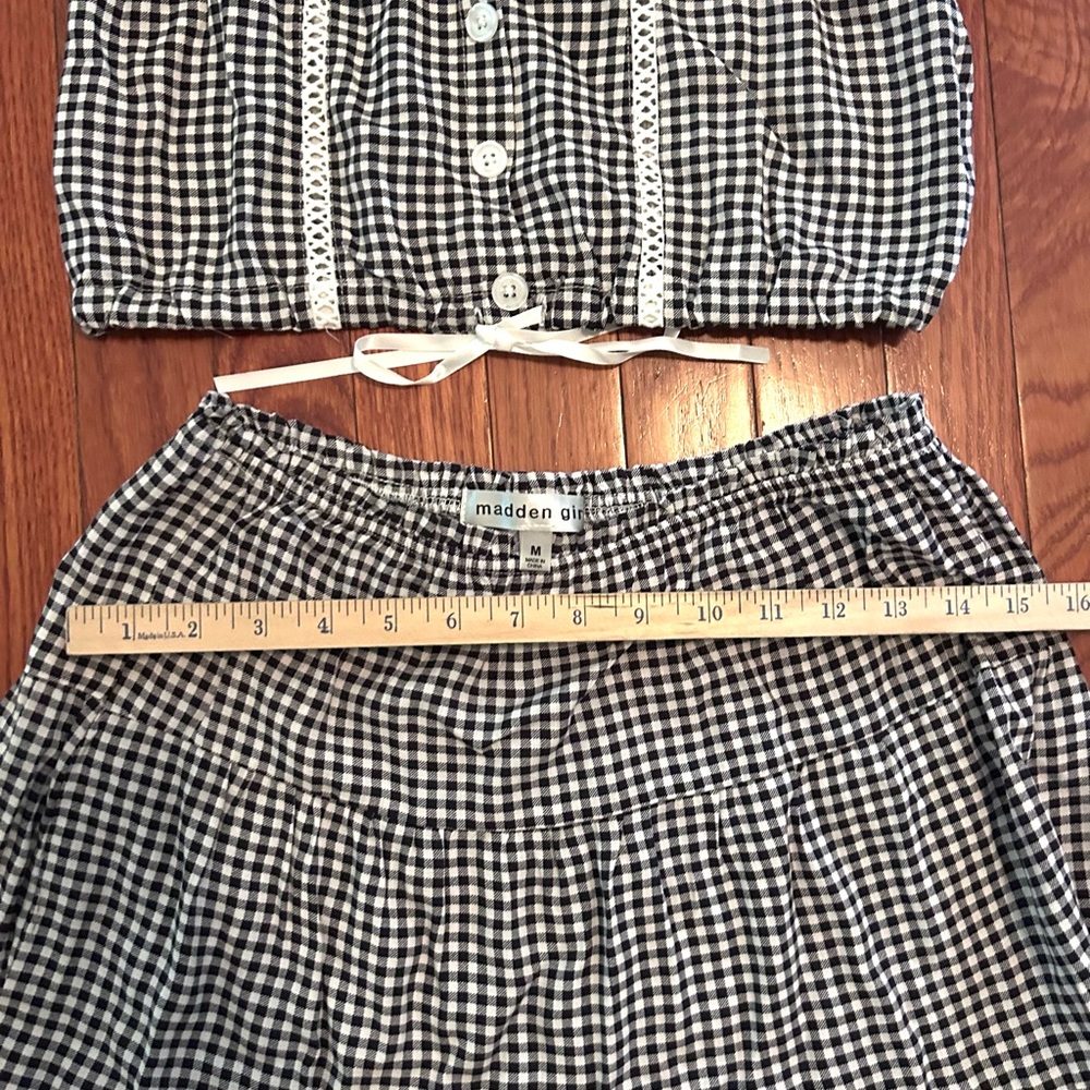Madden Girl Gingham Crop Top & Tiered Midi Skirt Set – Women’s M - Picture 5 of 8
